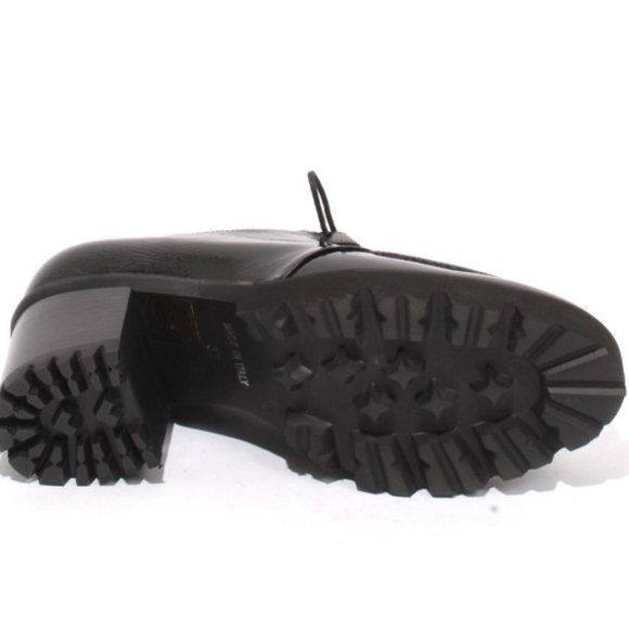 ITALIAN Black Patent Leather Lace Up Heel Shoes - Picture 8 of 8